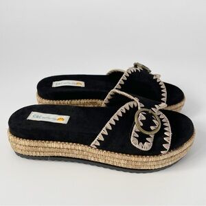 New C&C California Barista Flatform Whipstitch Buckle Sandals Espadrille